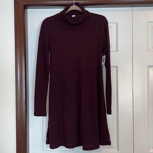 NWT burgundy thin sweater turtle neck dress.